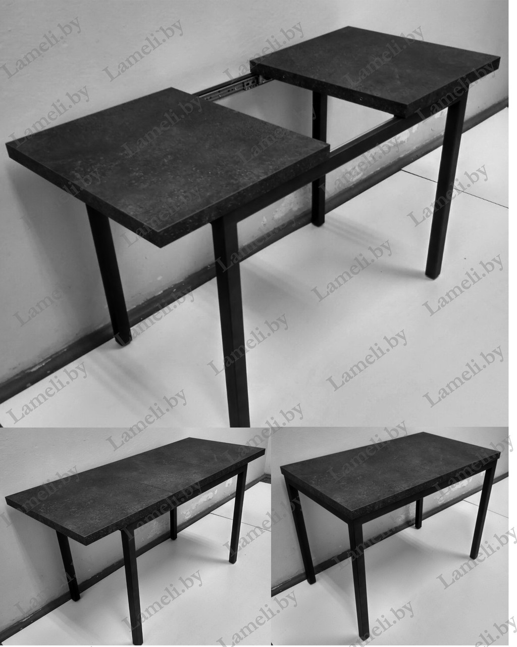 РАЗДВИЖНОЙ стол из массива дуба, ЛДСП или постформинга  на металлической раме серии Т. ЛЮБОЙ размер и цвет.