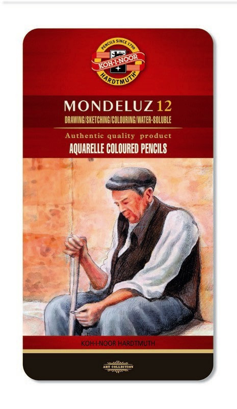 Набор высококачественных акварельных цветных карандашей Mondeluz, 12 цветов, в жестяной упаковке