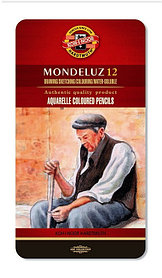 Набор высококачественных акварельных цветных карандашей Mondeluz, 12 цветов, в жестяной упаковке