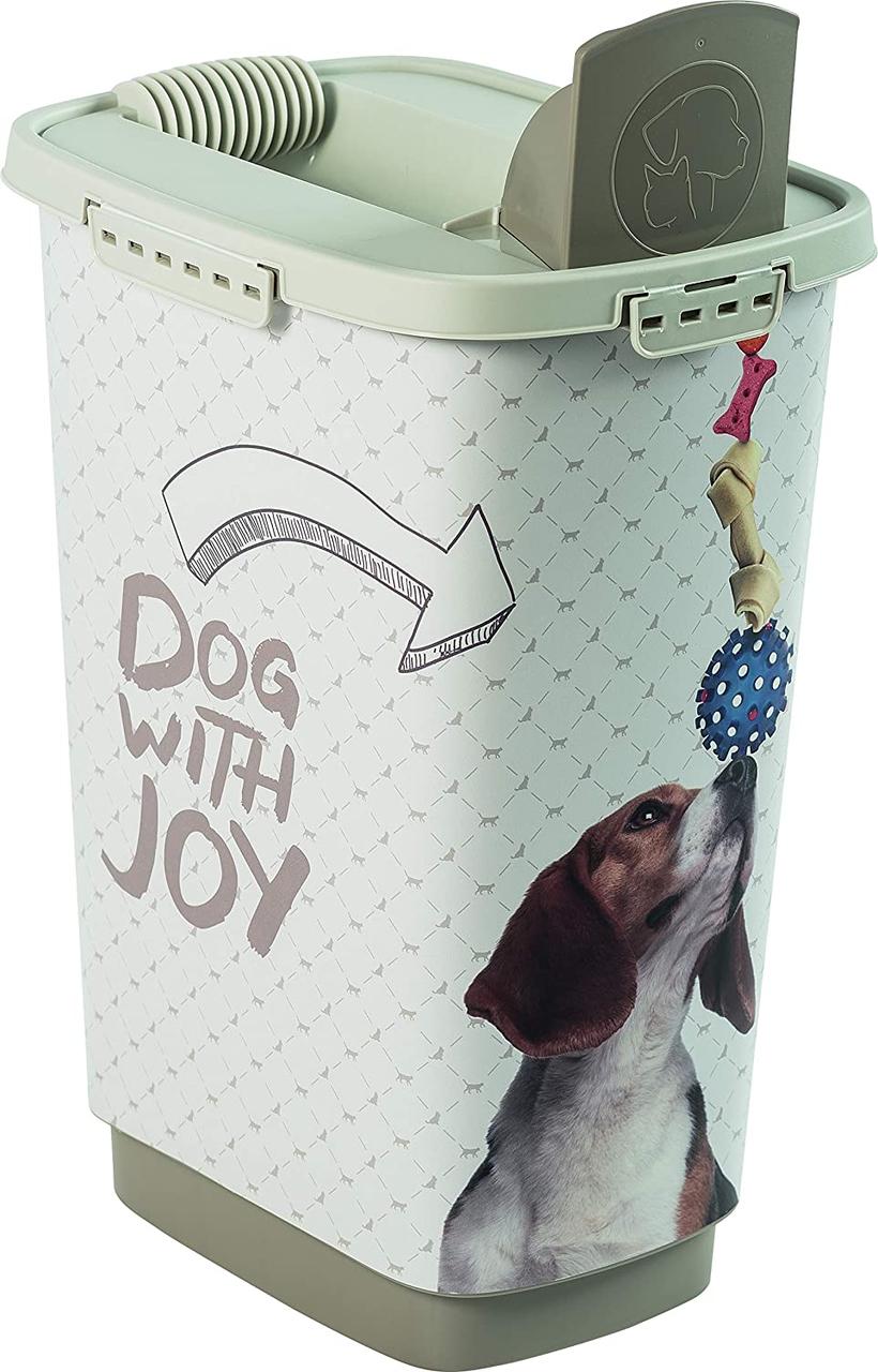 Контейнер для корма Cody 25 л, Dog with Joy, белый - фото 1 - id-p180680469