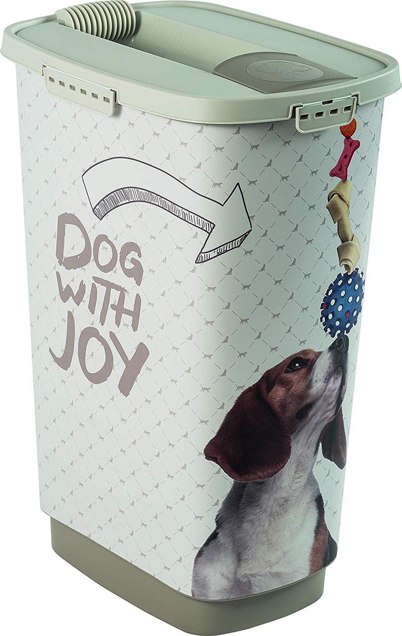 Контейнер для корма Cody 50 л, Dog with Joy, белый - фото 1 - id-p180680505