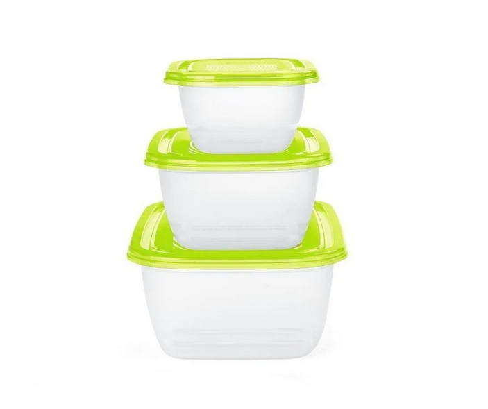 Набор контейнеров для СВЧ Sunshine 3шт. 0,5+1,0+1,9 л, прозрачный/зеленый - фото 2 - id-p180680637