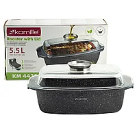 Гусятница (Утятница) с крышкой Kamille 32см из литого алюминия антипригарная KM-4433, фото 5