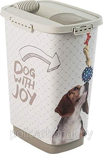 Контейнер для корма Cody 25 л, Dog with Joy, белый - фото 2 - id-p180686450