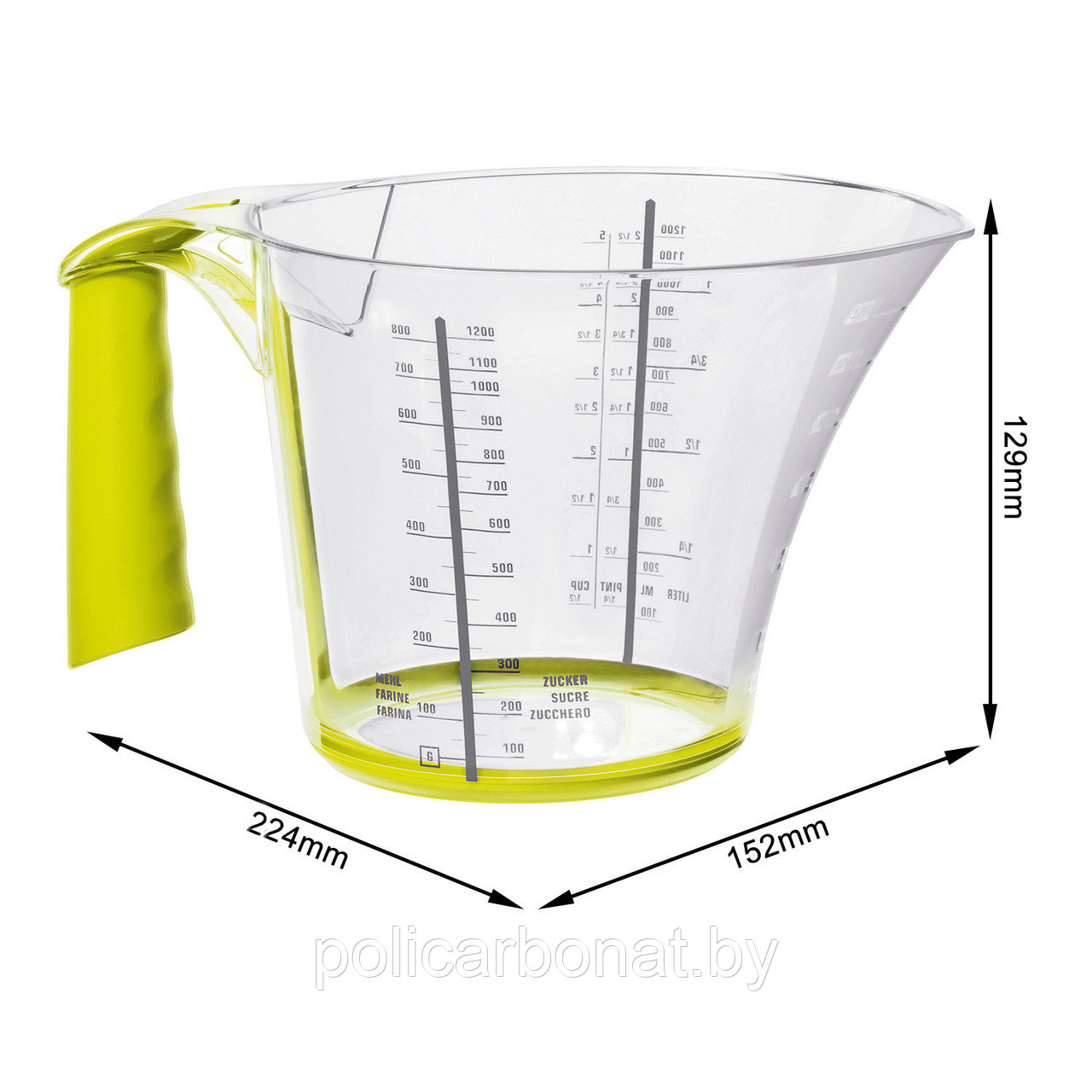 Мерный стакан Loft 1,2 л, прозрачный/зеленый - фото 2 - id-p180686598