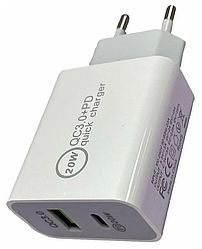Сетевое Зарядное Устройство СЗУ Type-C PD + Quick charger A-113 3.0 20W