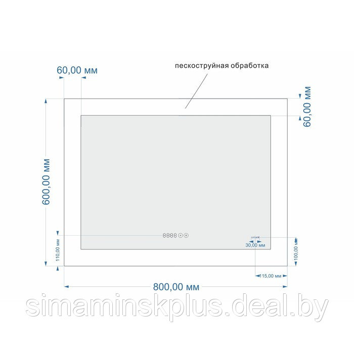 Зеркало Cersanit LED 060 DESIGN PRO 80x60 см, с подсветкой, антизапотевание, часы - фото 4 - id-p180718494