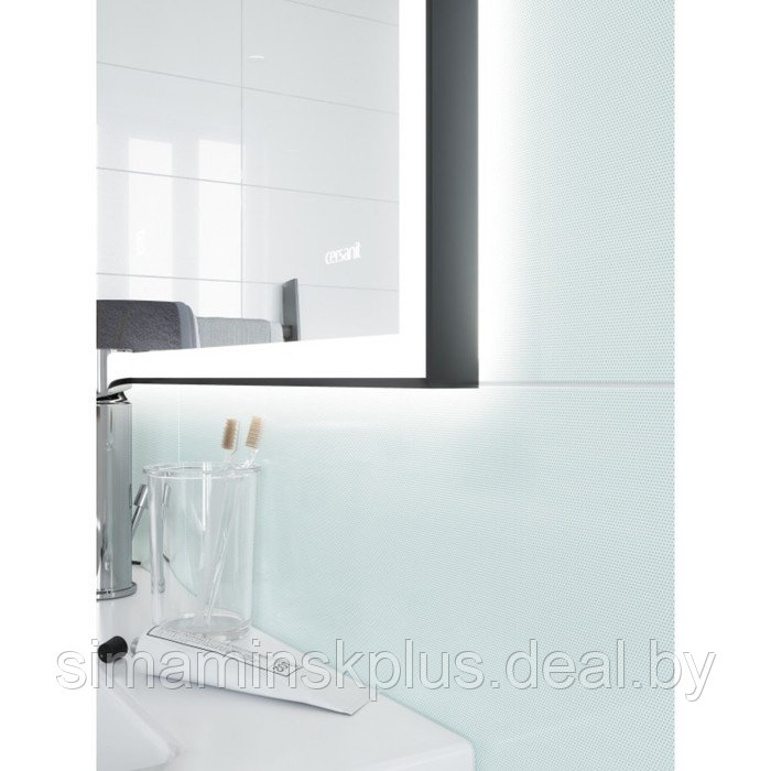 Зеркало Cersanit LED 011 design 80x70 см, с подсветкой, часы, металл. рамка, прямоугольное - фото 3 - id-p180718504