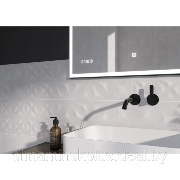 Зеркало Cersanit LED 011 design 100x80 см, с подсветкой, часы, металл. рамка, прямоугольное 758380 - фото 6 - id-p180718508