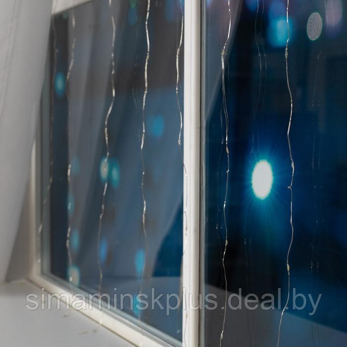 Гирлянда «Занавес» 1 × 1 м роса, IP20, серебристая нить, 100 LED, свечение тёплое белое, 12 В - фото 6 - id-p180718618
