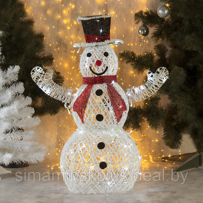 Светодиодная фигура «Снеговик» 55 × 85 × 35 см, металл, 220 В, свечение белое - фото 1 - id-p180719211