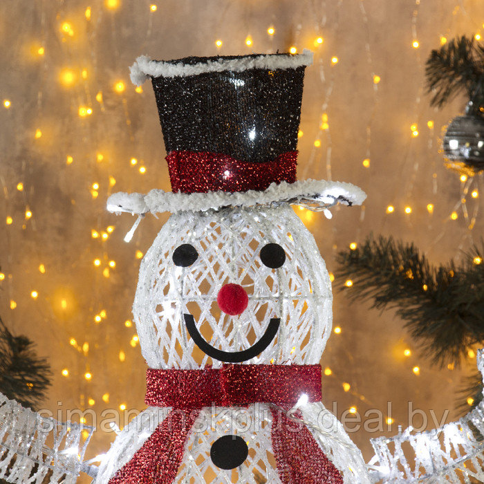 Светодиодная фигура «Снеговик» 55 × 85 × 35 см, металл, 220 В, свечение белое - фото 3 - id-p180719211