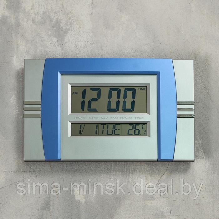 Часы электронные настенные, настольные, с будильником, 2 ААА, 29 х 18.5 х 2 см, микс - фото 2 - id-p180720951
