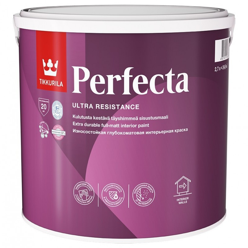 Краска для стен и потолка водоразбавляемая Tikkurila Perfecta Перфекта А 9л, Финляндия