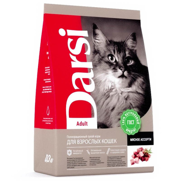 Сухой корм для кошек Darsi Мясное ассорти 10 кг (37179) - фото 1 - id-p116550100