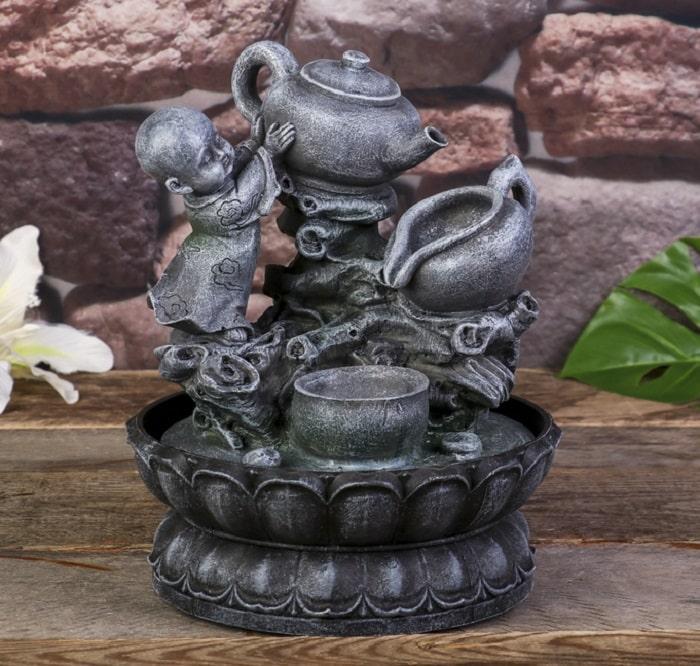 Фонтан декоративный «Маленький Будда с чайником» световой