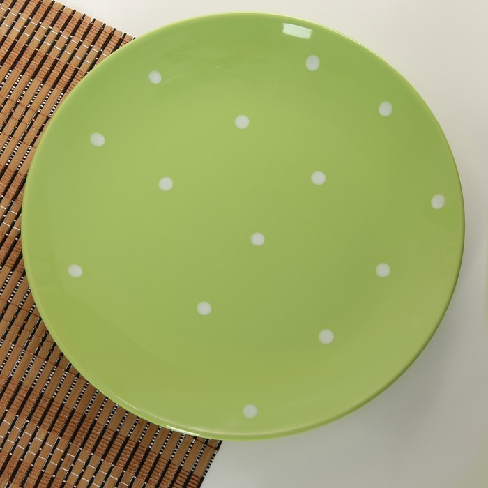 Набор тарелок керамических Доляна «Зелёный горох», 18 предметов: 6 тарелок d=19 см, 6 тарелок d=27 см, 6 мисок - фото 2 - id-p180747894