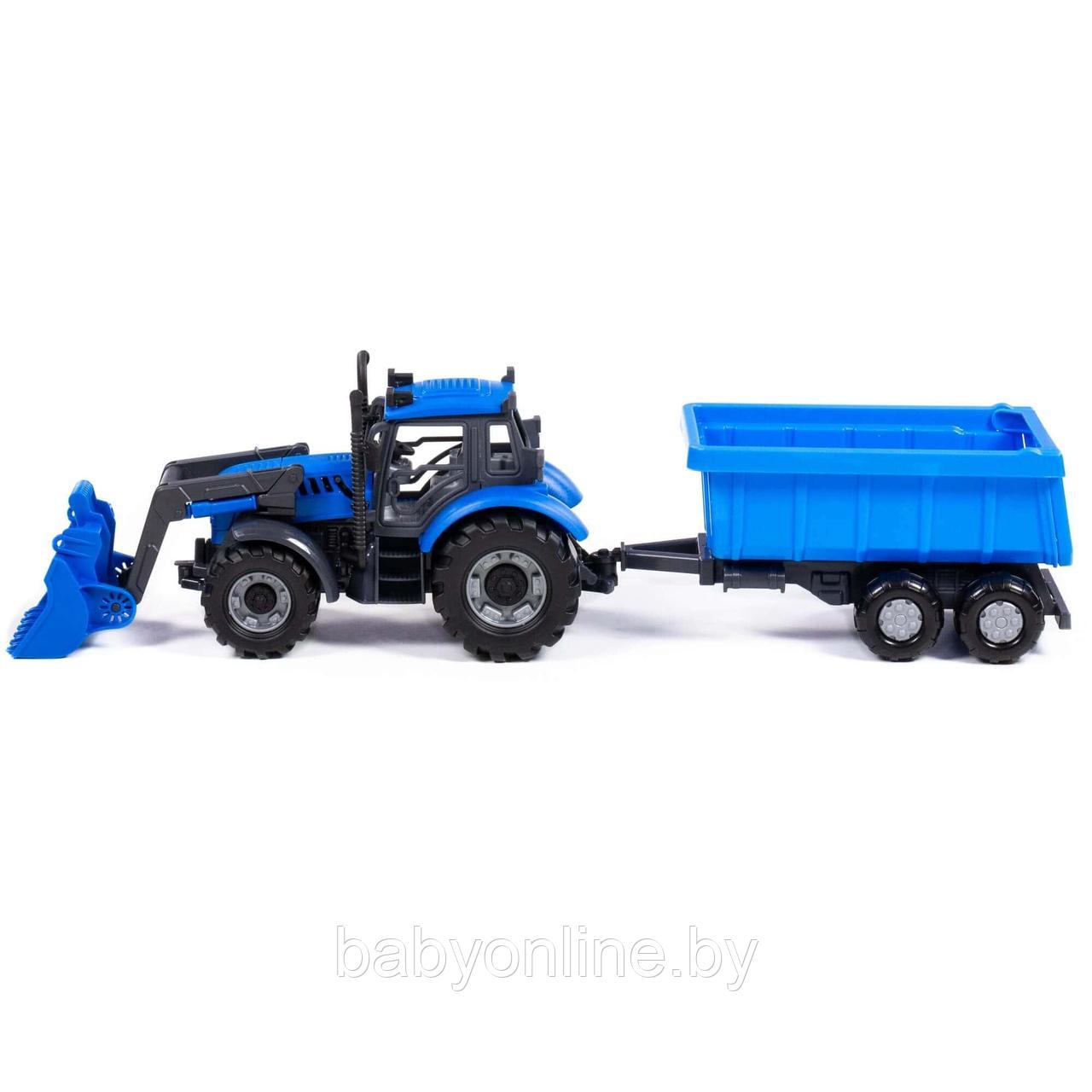 Трактор Полесье Синий арт 91833 с прицепом и ковшом инерционный - фото 4 - id-p180749971