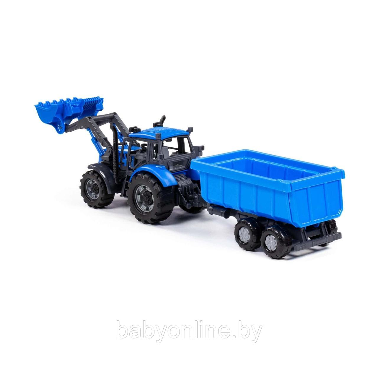 Трактор Полесье Синий арт 91833 с прицепом и ковшом инерционный - фото 3 - id-p180749971