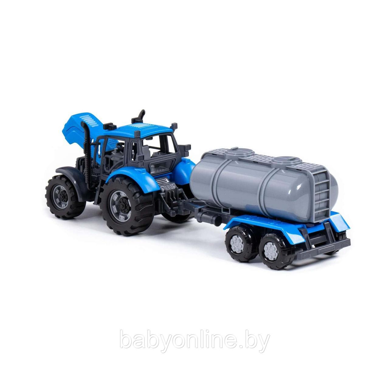 Трактор Полесье Синий арт 91550 с прицепом-цистерной инерционный - фото 3 - id-p180750037