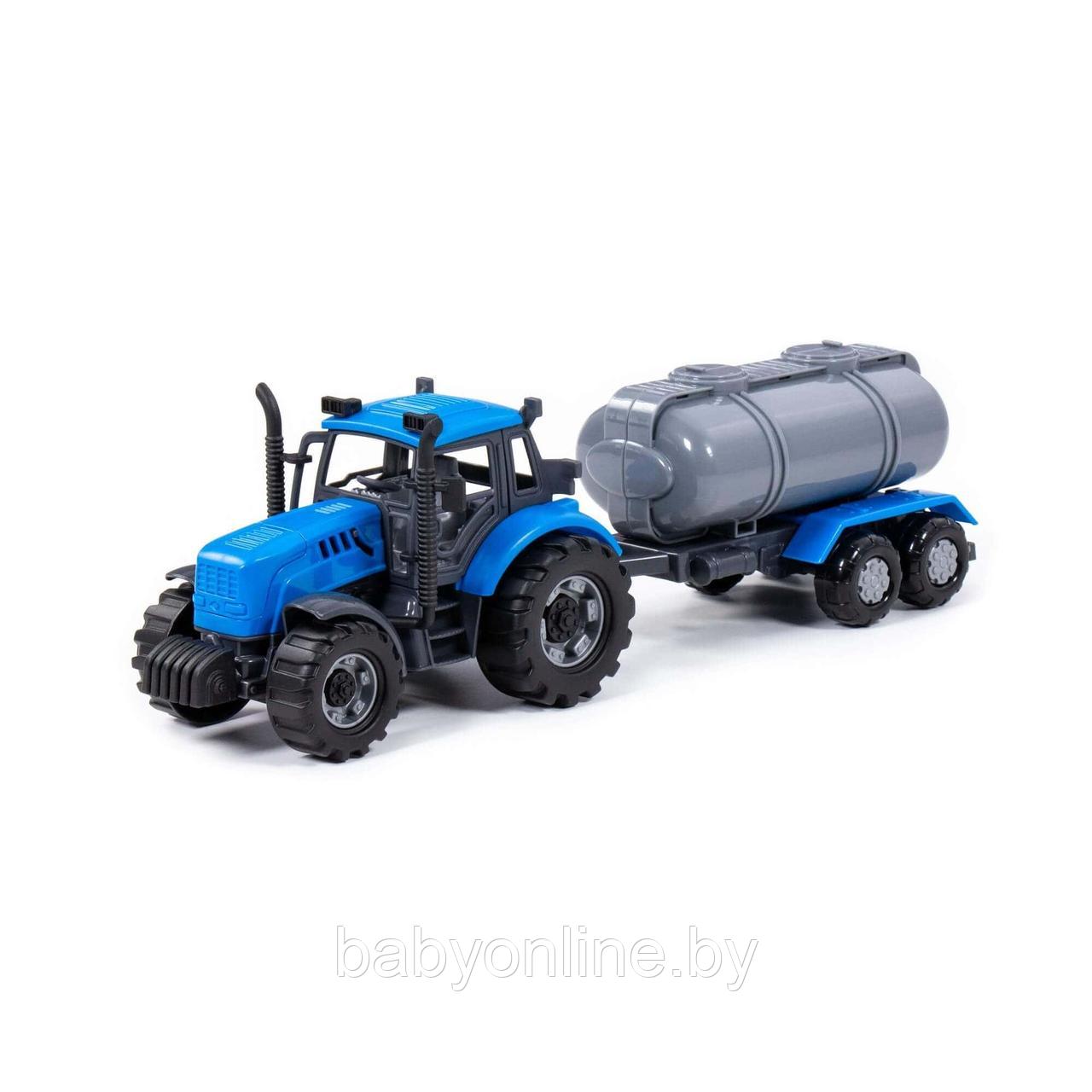 Трактор Полесье Синий арт 91550 с прицепом-цистерной инерционный - фото 2 - id-p180750037
