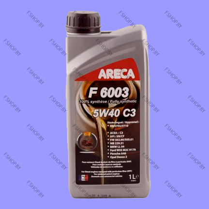 Масло моторное ARECA F6003 5W40 - 1 литр для Chrysler Dodge Fiat Geely GMC Great Wall Honda Lancia