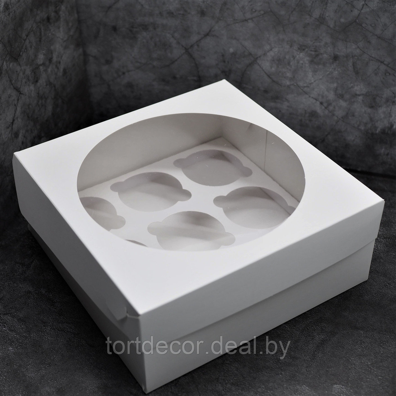 Коробка на 9 капкейков белая с окном 235*235*100 мм - фото 1 - id-p180752651