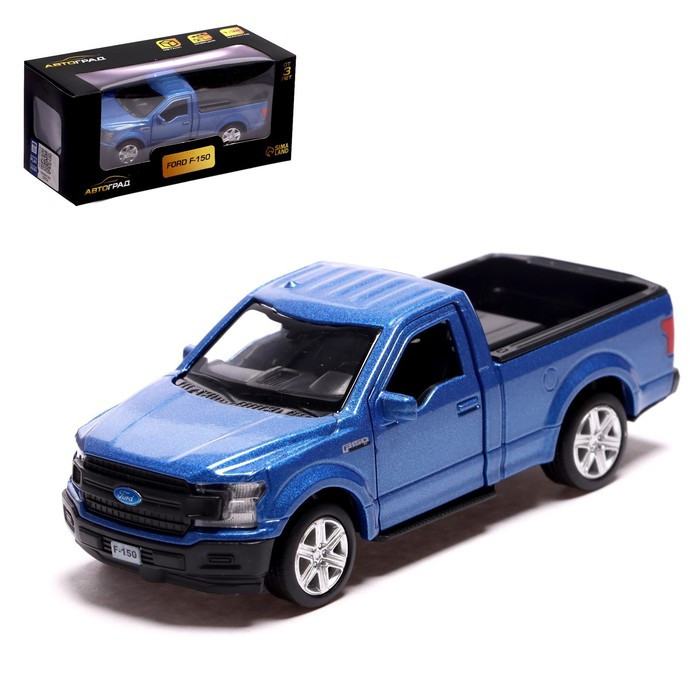 Машина металлическая FORD F-150, 1:32, инерция, открываются двери, цвет синий - фото 1 - id-p180774213