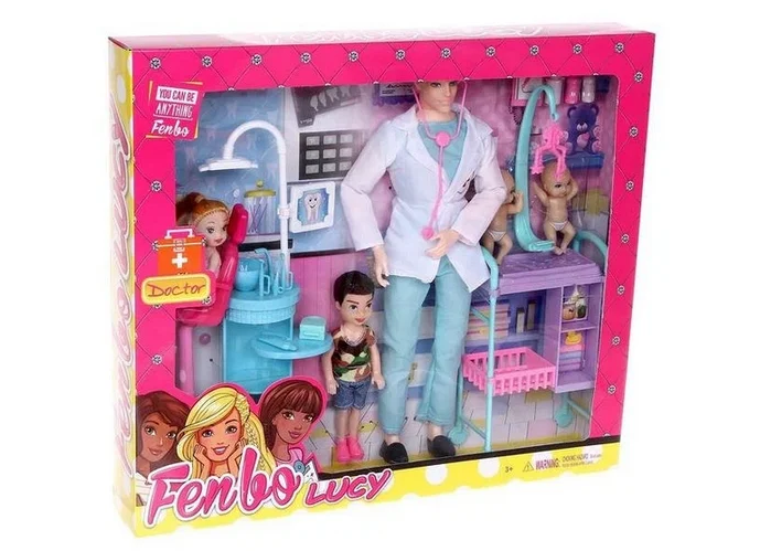 Кукла "FENBO LUCY" доктор Кен с аксессуарами и детьми, арт.FB072