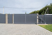 Откатные ворота металлический штакетник RAL 7024 (графит)