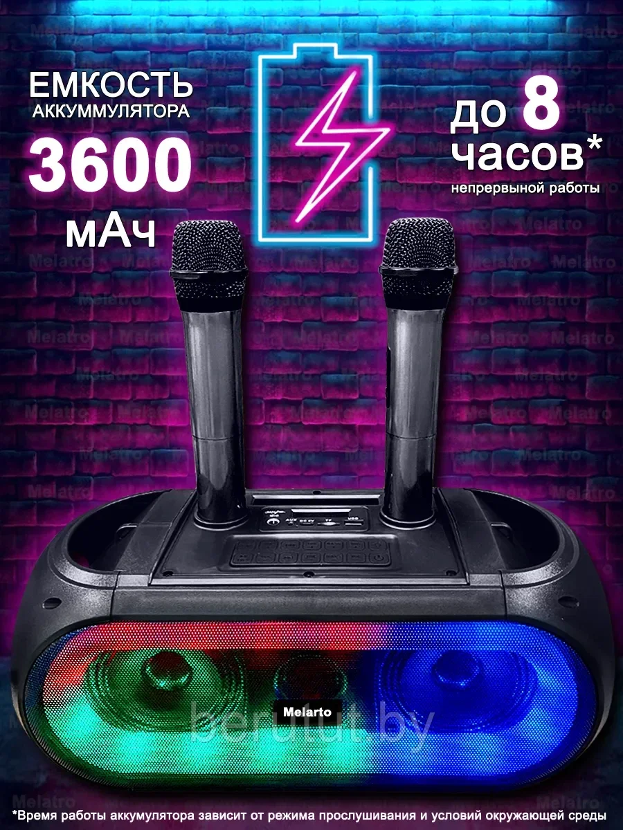 Портативная Bluetooth колонка караоке ZQS 4247 с двумя беспроводными микрофонами FM USB TF Type-C - фото 3 - id-p180848542