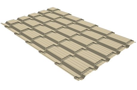 Металлочерепица Quadro Profi 0,5 Satin RAL 1015 Светлая слоновая кость, фото 2