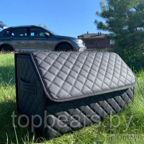 Автомобильный органайзер Кофр в багажник LUX CARBOX Усиленные стенки (размер 50х30см) Черный с черной строчкой