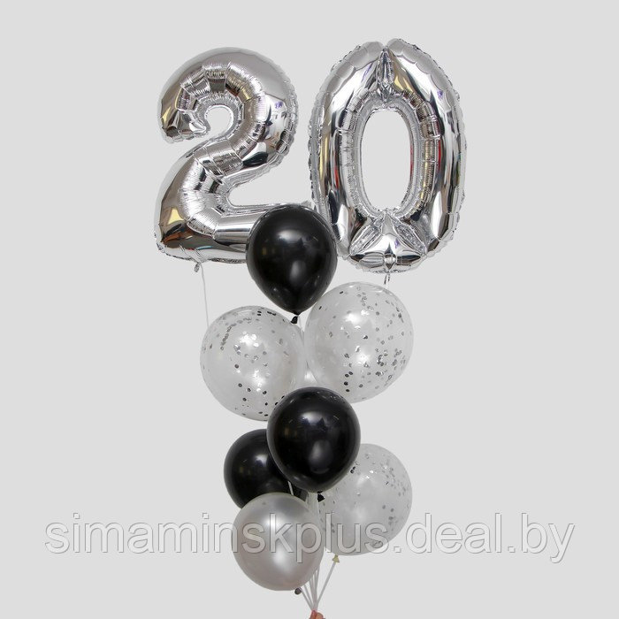 Фонтан из шаров «20 лет», латекс, фольга, 11 шт. - фото 1 - id-p180857629