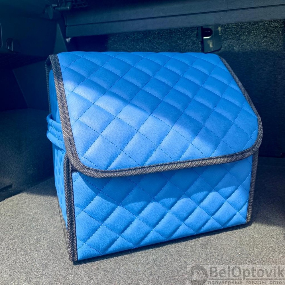 Автомобильный органайзер Кофр в багажник LUX CARBOX Усиленные стенки (размер 30х30см) Серый с белой строчкой - фото 10 - id-p180862058