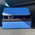 Автомобильный органайзер Кофр в багажник LUX CARBOX Усиленные стенки (размер 50х30см) Черный с синей строчкой, фото 8