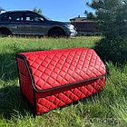 Автомобильный органайзер Кофр в багажник LUX CARBOX Усиленные стенки (размер 50х30см) Черный с красной, фото 5