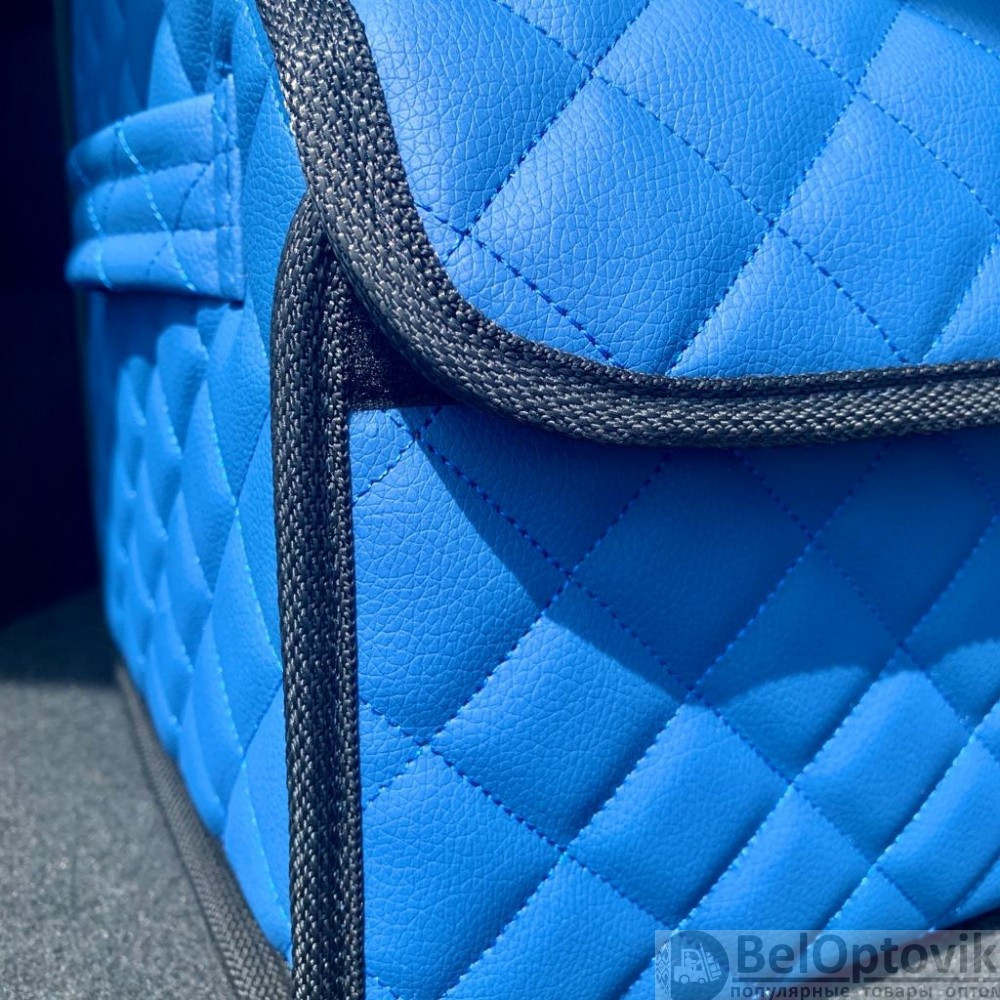 Автомобильный органайзер Кофр в багажник LUX CARBOX Усиленные стенки (размер 30х30см) Синий с синей строчкой - фото 8 - id-p180862326