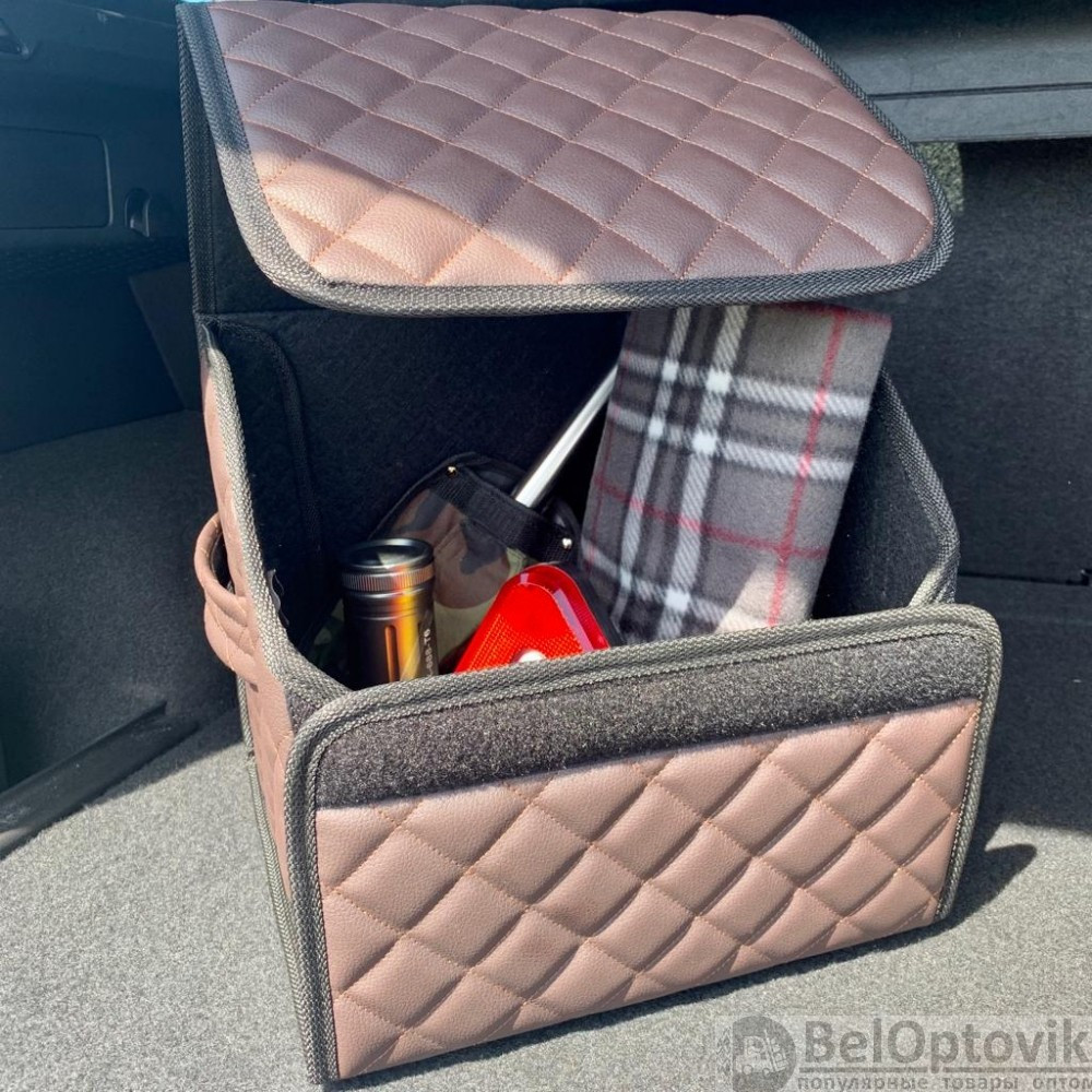 Автомобильный органайзер Кофр в багажник LUX CARBOX Усиленные стенки (размер 30х30см) Красный с красной - фото 2 - id-p180862327