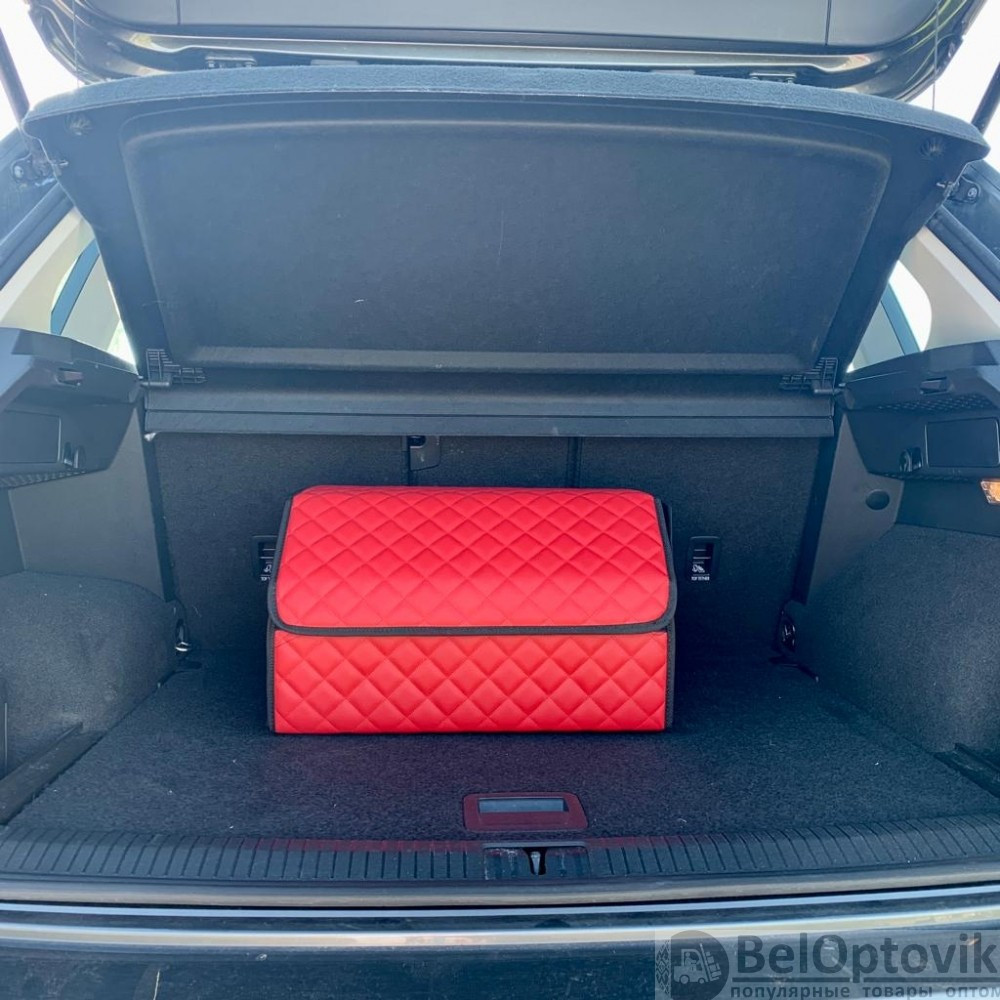 Автомобильный органайзер Кофр в багажник LUX CARBOX Усиленные стенки (размер 50х30см) Серый с серой строчкой - фото 4 - id-p180862337