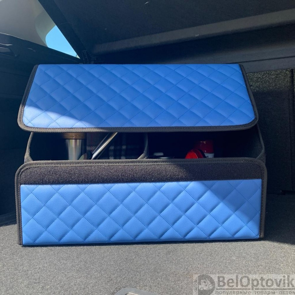 Автомобильный органайзер Кофр в багажник LUX CARBOX Усиленные стенки (размер 50х30см) Серый с серой строчкой - фото 8 - id-p180862337