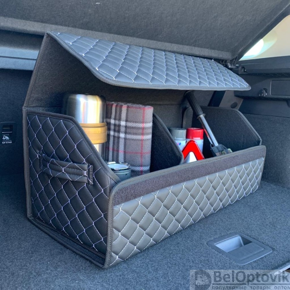Автомобильный органайзер Кофр в багажник Premium CARBOX Усиленные стенки (размер 70х40см) Черный с красной - фото 6 - id-p180862346