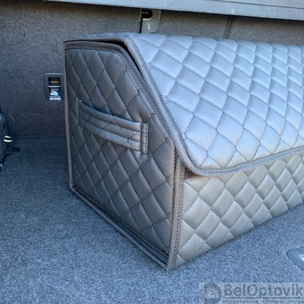 Автомобильный органайзер Кофр в багажник Premium CARBOX Усиленные стенки (размер 70х40см) Черный с белой - фото 4 - id-p180862348