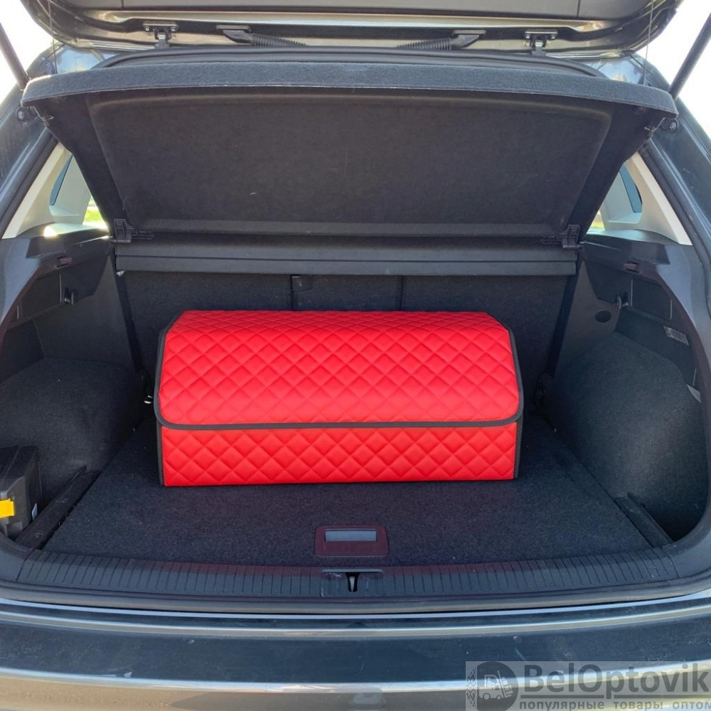 Автомобильный органайзер Кофр в багажник LUX CARBOX Усиленные стенки (размер 70х40см) Черный с красной - фото 8 - id-p180862350