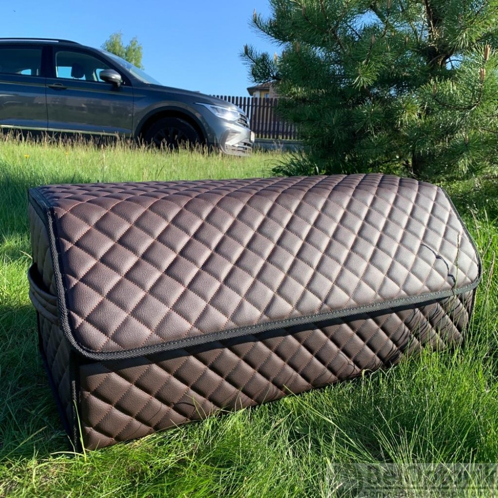 Автомобильный органайзер Кофр в багажник LUX CARBOX Усиленные стенки (размер 70х40см) Черный с черной строчкой - фото 5 - id-p180862352