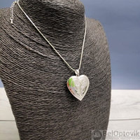 Кулон-тайник Сердце на цепочке Два сердца в серебре