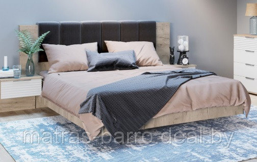 Кровать с мягким изголовьем Джулия МИ 160*200 (подъемник) крафт серый/ткань