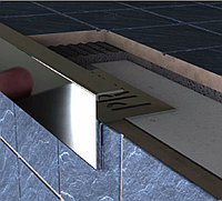 F - профиль для плитки 10мм из нержавеющей стали , ПОЛИРОВАННЫЙ, 270 см