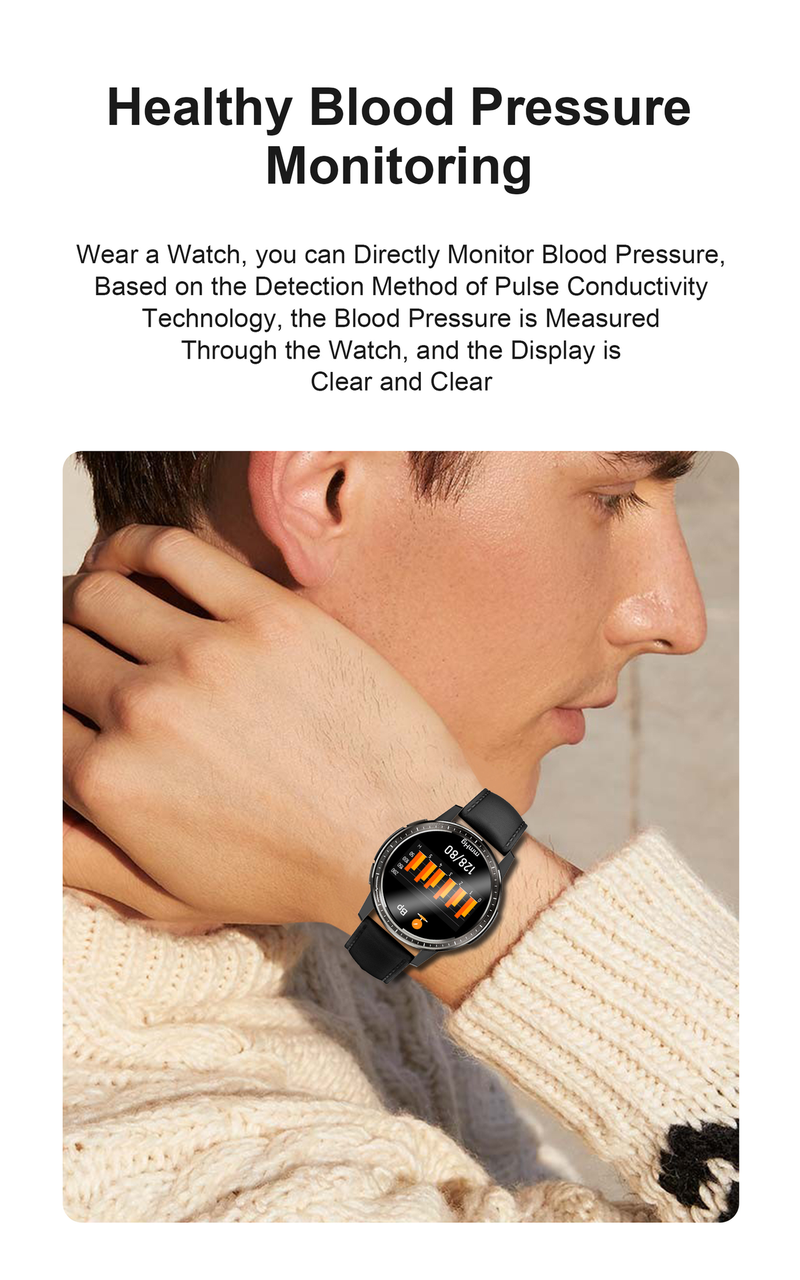 Профессиональные часы здоровья с автомат. измерением температуры, давления, пульса, кислорода, ЭКГ - HW9 - фото 9 - id-p180879647