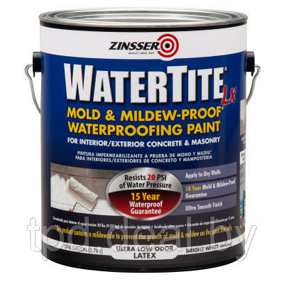 Краска водостойкая противогрибковая латексная Zinsser Watertite Mold& Mildew-Proof  WATERTITE (3,78 л. )